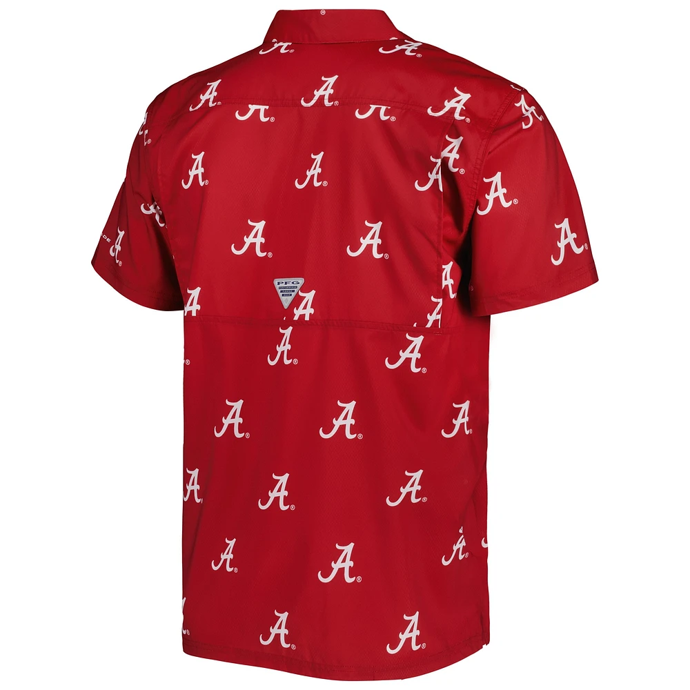 Men's Columbia Crimson Alabama Tide Super Slack Omni-Shade Team Button-Up Shirt
