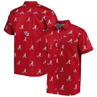 Men's Columbia Crimson Alabama Tide Super Slack Omni-Shade Team Button-Up Shirt