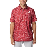 Chemise boutonnée Columbia Crimson Alabama Tide Super Slack Omni-Wick pour hommes