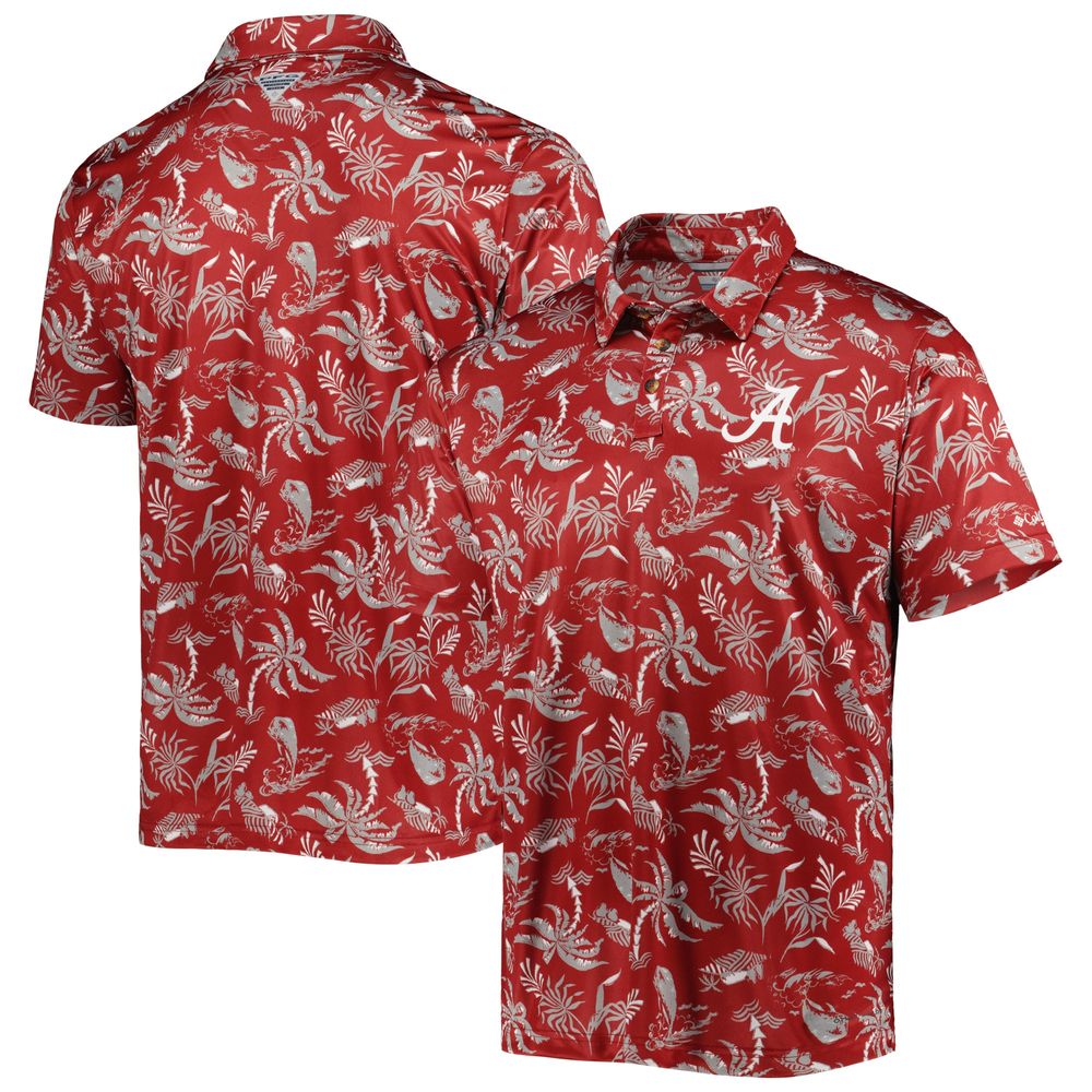 Men's Columbia Crimson Alabama Tide Super Terminal Tackle Omni-Shade Polo