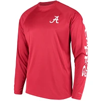 T-shirt à manches longues Columbia PFG Crimson Alabama Tide Terminal Tackle Omni-Shade pour homme