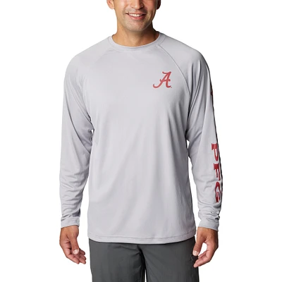 T-shirt à manches longues Columbia Grey Alabama Crimson Tide Terminal Tackle Omni-Shade Raglan pour homme