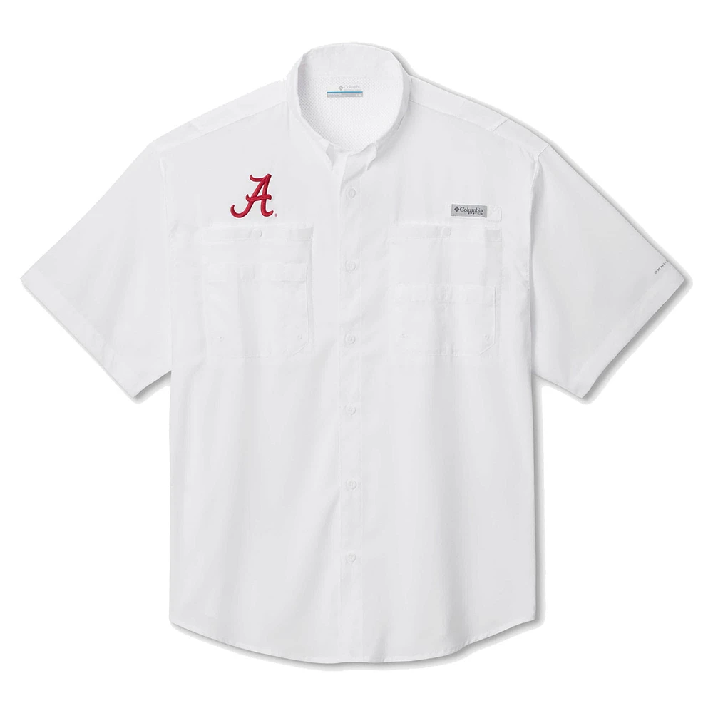 Chemise boutonnée Columbia White Alabama Crimson Tide Big & Tall Tamiami Omni-Shade pour hommes