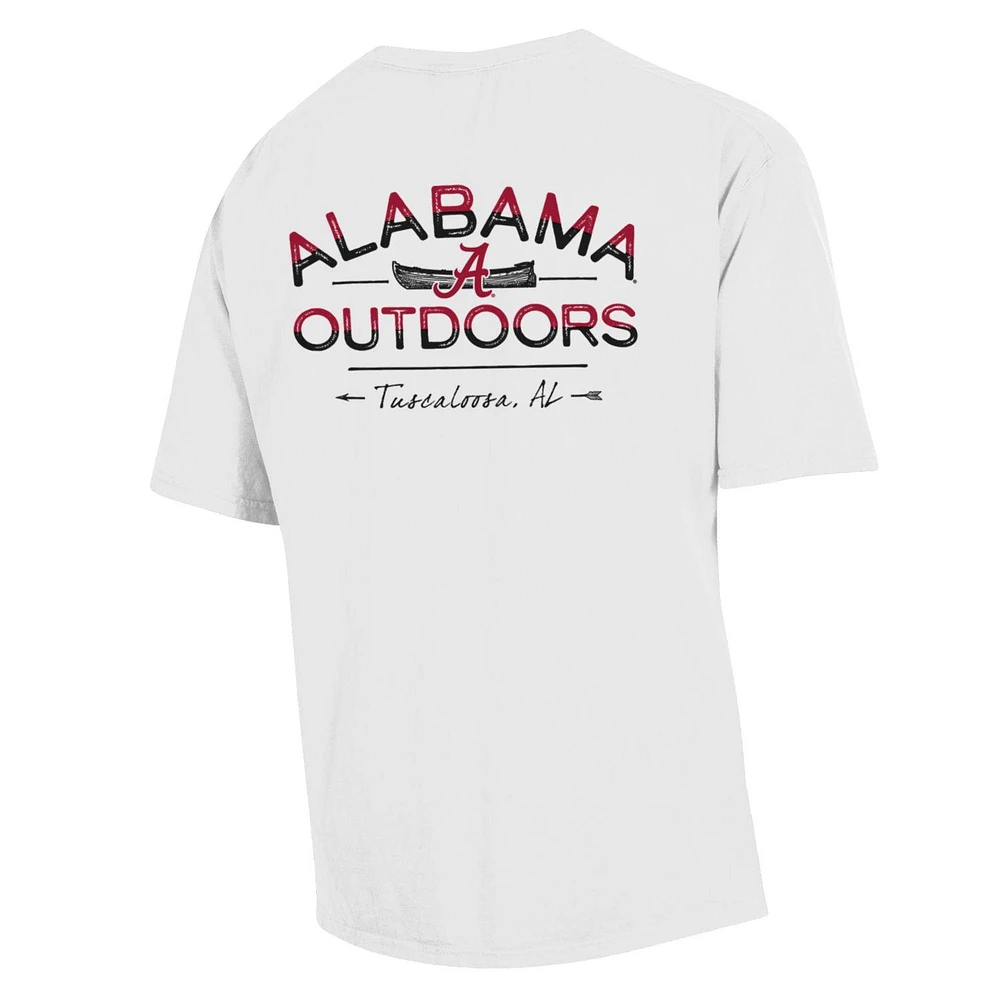 T-shirt blanc délavé confortable pour hommes, Alabama Crimson Tide Great Outdoors