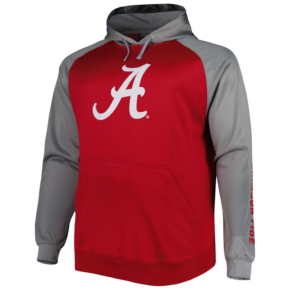 Men's Crimson Alabama Tide Big & Tall Raglan Fleece Pullover Hoodie