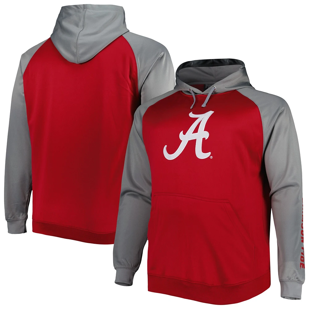 Crimson Alabama Tide Big & Tall Sweat à capuche en polaire raglan pour homme