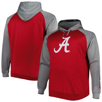 Men's Crimson Alabama Tide Big & Tall Raglan Fleece Pullover Hoodie