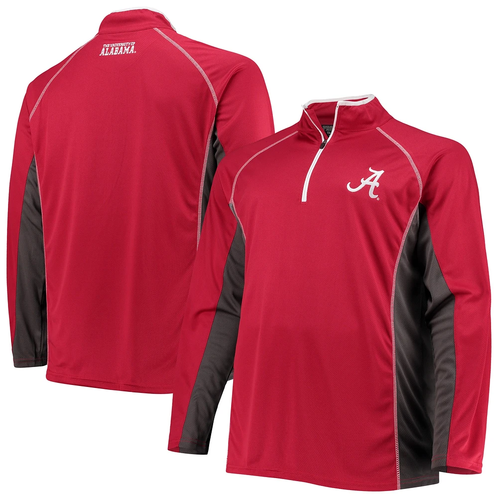 Veste homme Crimson Alabama Tide Big & Tall texturé à glissière quart de tour raglan