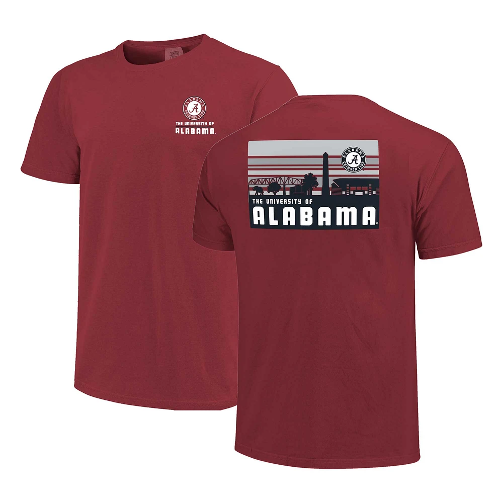 Men's Crimson Alabama Tide Striped Campus Skyline T-Shirt