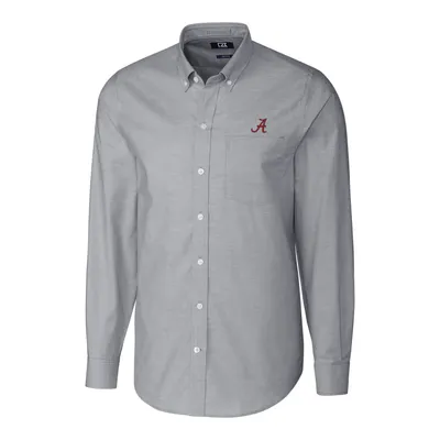 Alabama Crimson Tide Cutter & Buck Stretch Oxford Big Tall Long Sleeve Button-Down Shirt - Charcoal