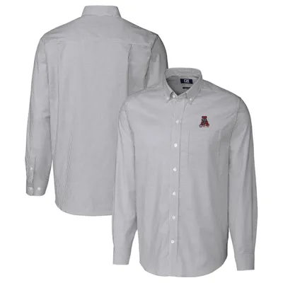 Alabama Crimson Tide Cutter & Buck Vault Stretch Oxford Stripe Long Sleeve Button-Down Shirt - Charcoal