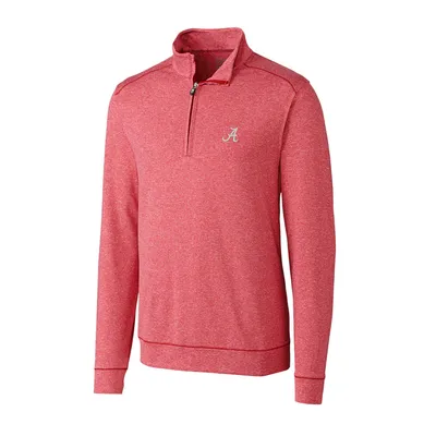 Cutter & Buck Heather Crimson Alabama Tide Big Tall Shoreline Half-Zip Jacket