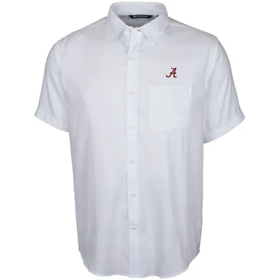 Alabama Crimson Tide Cutter & Buck Windward Twill Button-Up Short Sleeve Shirt - White