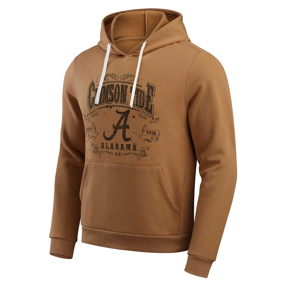Sweat à capuche en polaire Tri-Blend pour homme de la collection Darius Rucker Fanatics, couleur tan Alabama Crimson Tide Camp
