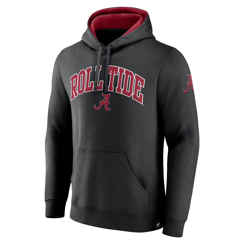 Men's Fanatics Black Alabama Crimson Tide Arch & Logo Tackle Twill Pullover Hoodie