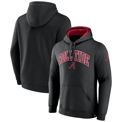 Men's Fanatics Black Alabama Crimson Tide Arch & Logo Tackle Twill Pullover Hoodie