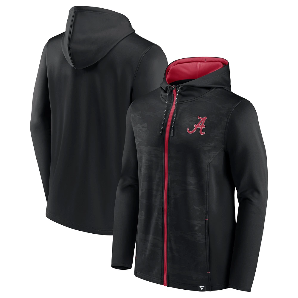 Sweat à capuche entièrement zippé Fanatics pour hommes noir Alabama Crimson Tide Ball Carrier