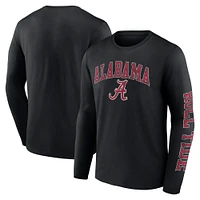 T-shirt à manches longues noir Fanatics pour hommes, Alabama Crimson Tide, arche en détresse sur logo