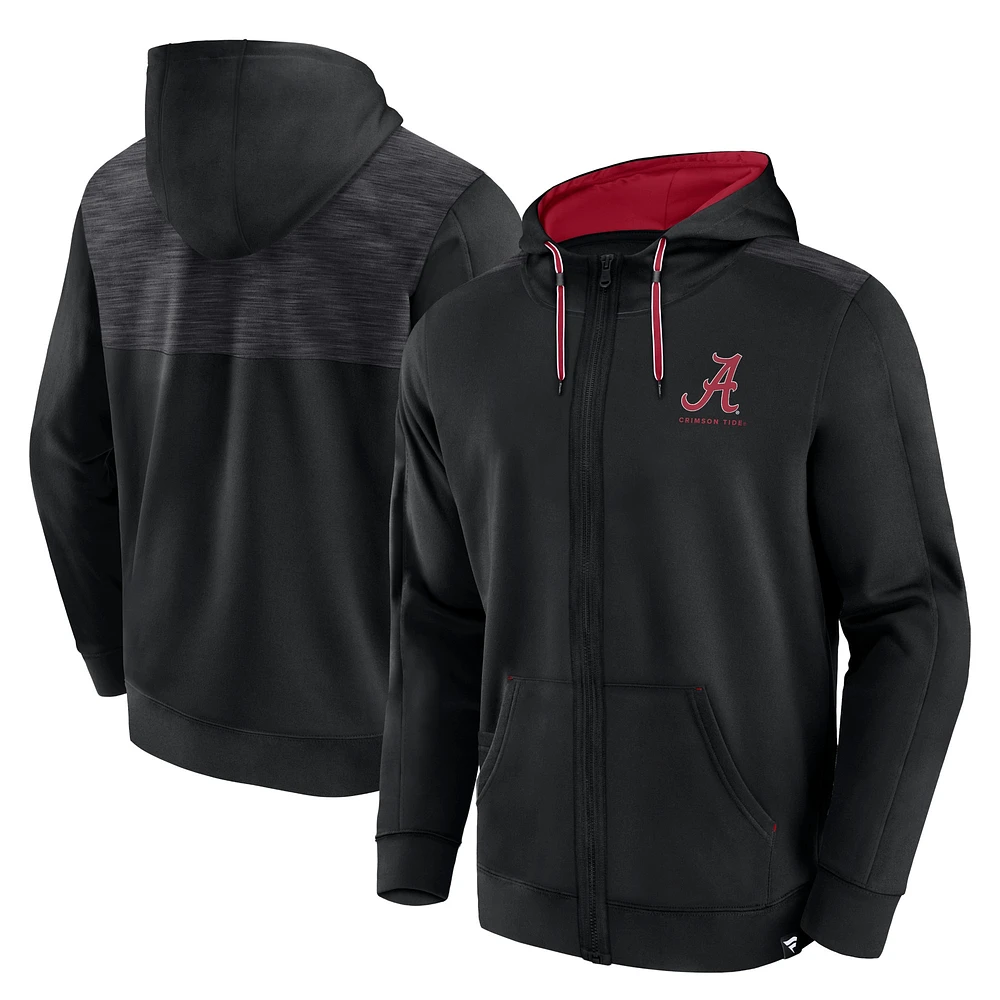 Sweat à capuche entièrement zippé Fanatics pour hommes noir Alabama Crimson Tide Power Index