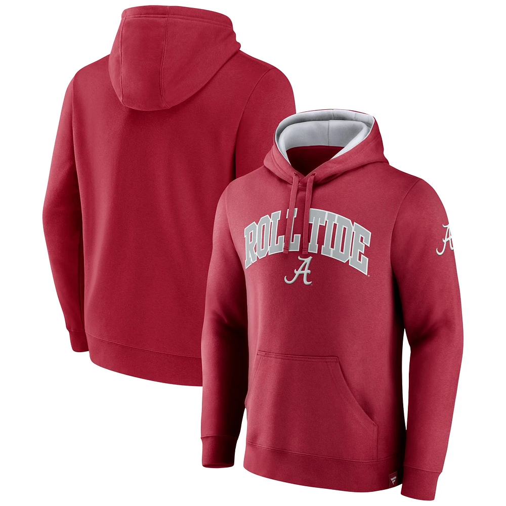 Men's Fanatics Crimson Alabama Tide Arch & Logo Tackle Twill Pullover Hoodie