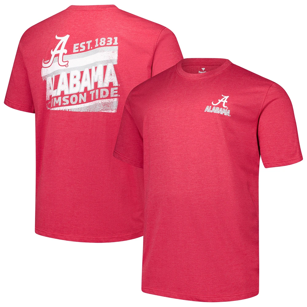 T-shirt délavé idéal pour hommes Fanatics Crimson Alabama Tide Big & Tall