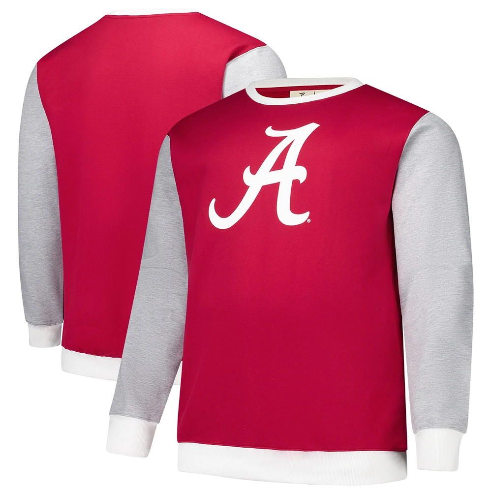 Sweat-shirt à manches contrastées pour hommes Fanatics Crimson Alabama Tide grande poitrine et taille