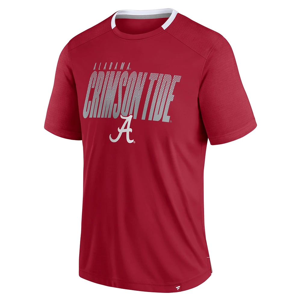 Men's Fanatics Crimson Alabama Tide Defender Fade Slant T-Shirt