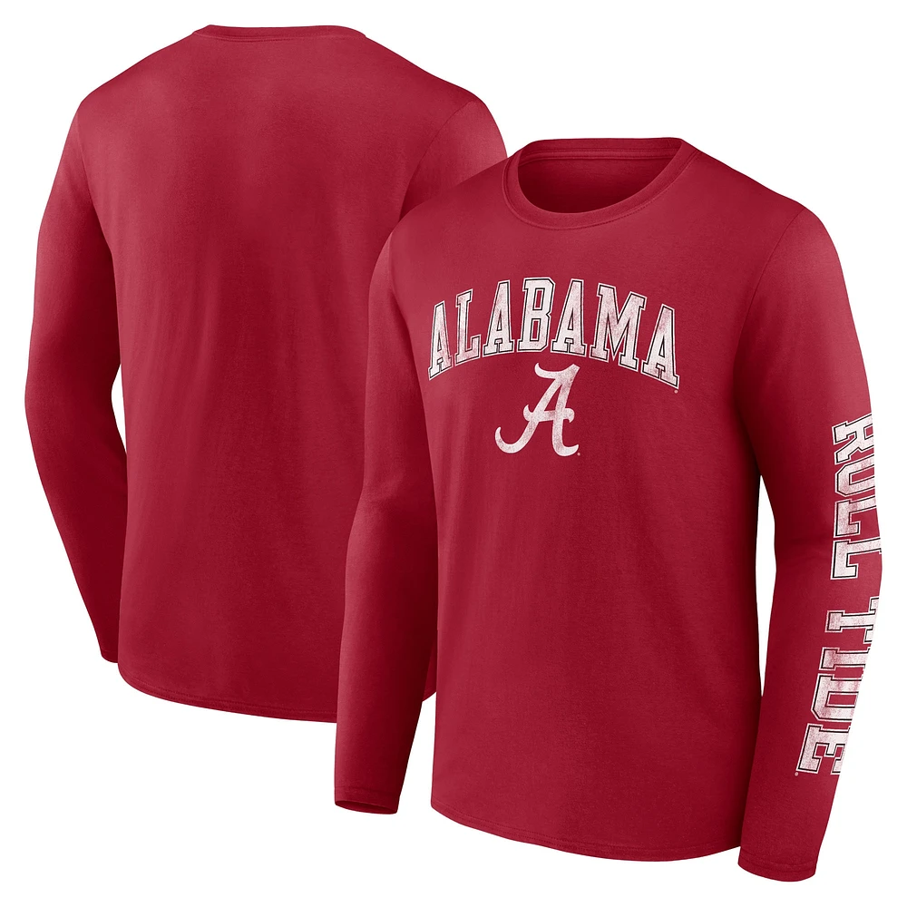 T-shirt à manches longues avec logo Fanatics Crimson Alabama Tide pour hommes