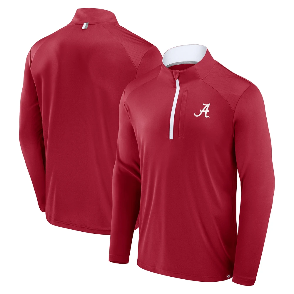 Veste zippée à quart de zip Crimson Tide Fundamental Defender Fanatics pour homme l'Alabama