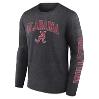 T-shirt à manches longues avec logo vieilli Alabama Crimson Tide de Fanatics Heather Charcoal pour homme