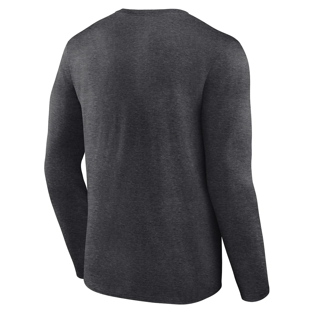 T-shirt à manches longues avec logo vieilli Alabama Crimson Tide de Fanatics Heather Charcoal pour homme