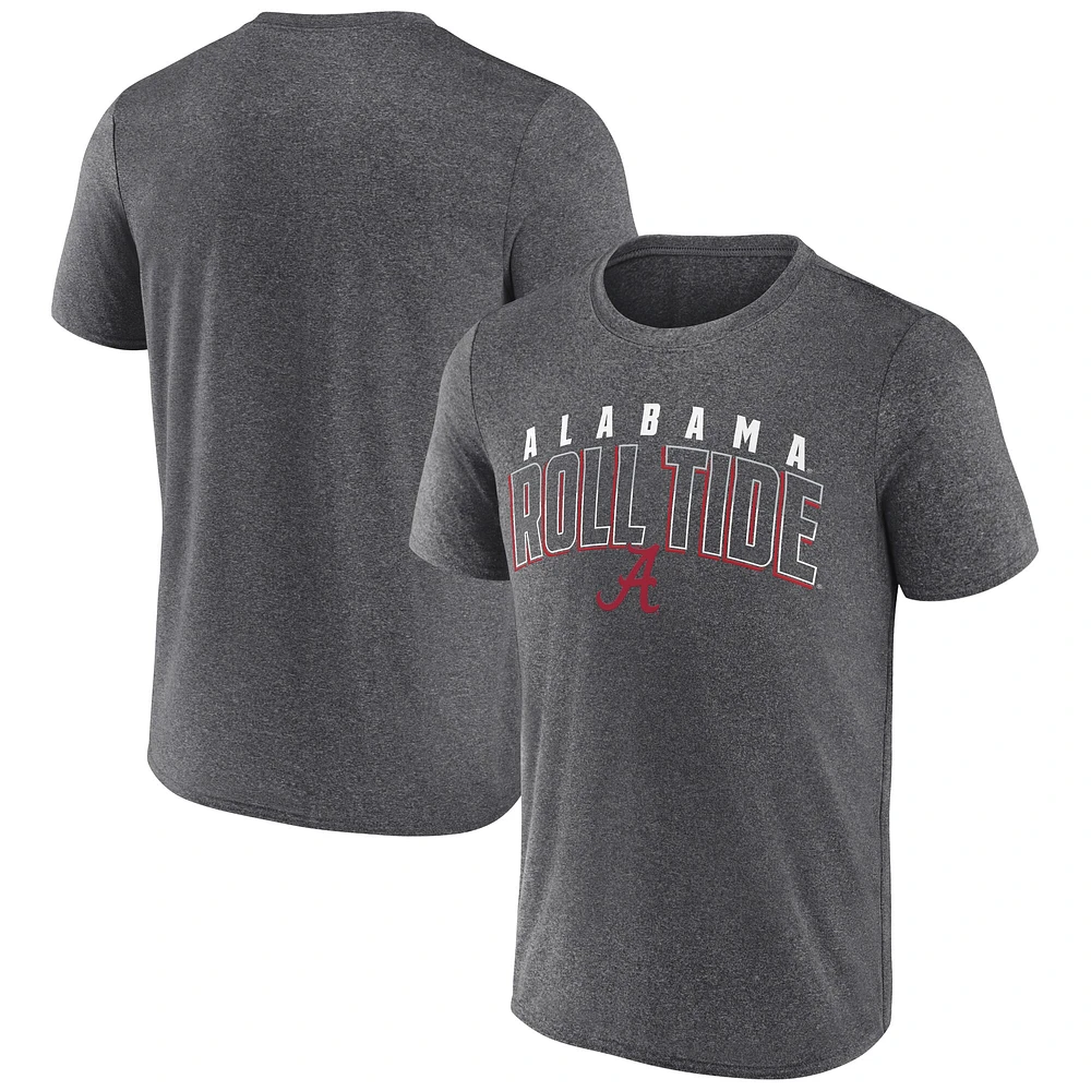 T-shirt à manches longues Fanatics Heather Charcoal Alabama Crimson Tide Outline pour homme