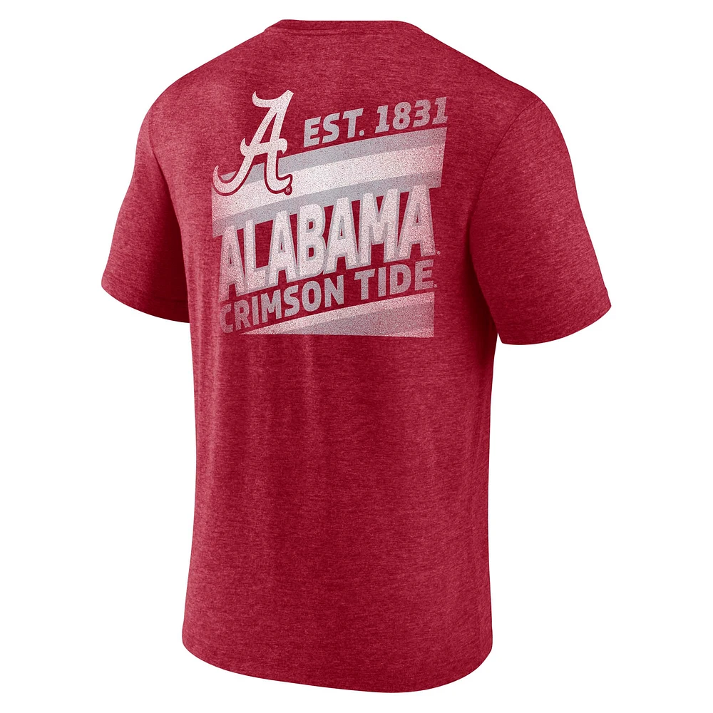 T-shirt à trois couleurs délavé idéal pour homme Fanatics Heather Crimson Alabama Tide