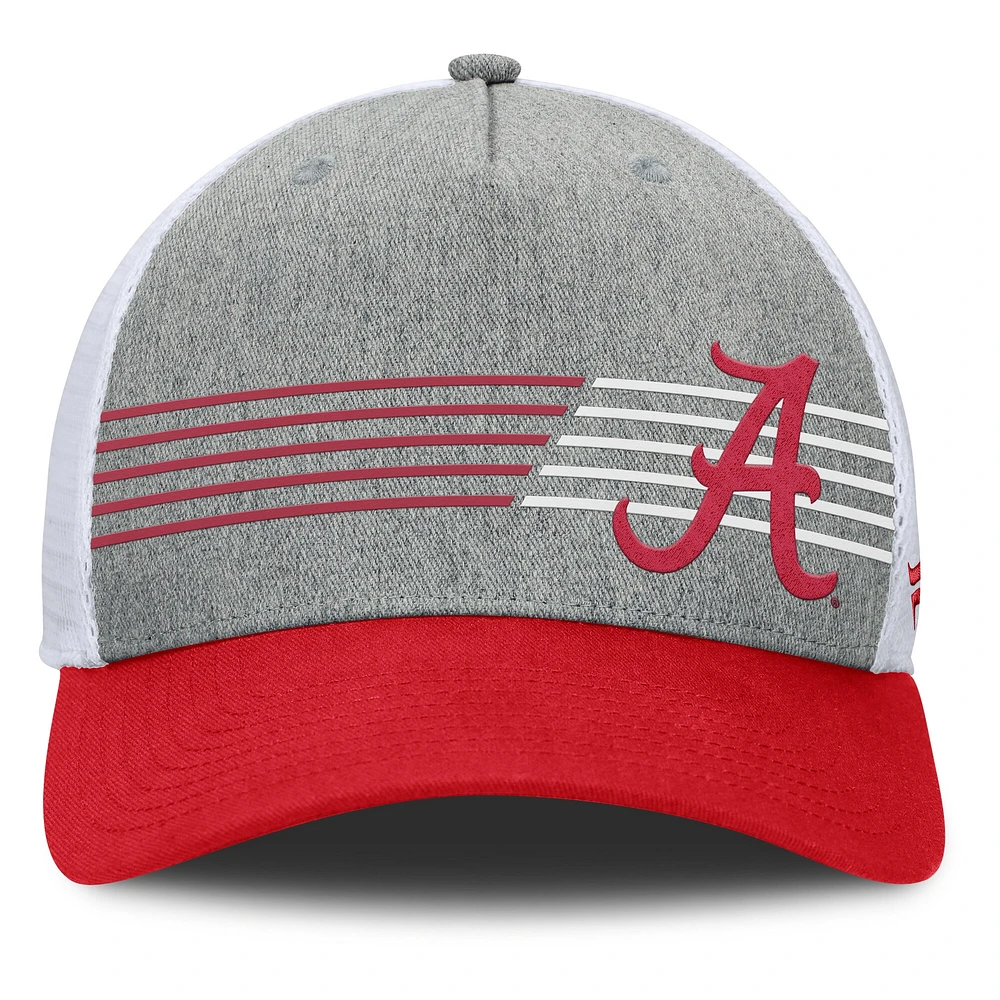 Casquette ajustable pour homme Fanatics Heather Grey/Crimson Alabama Crimson Tide Profile Trucker