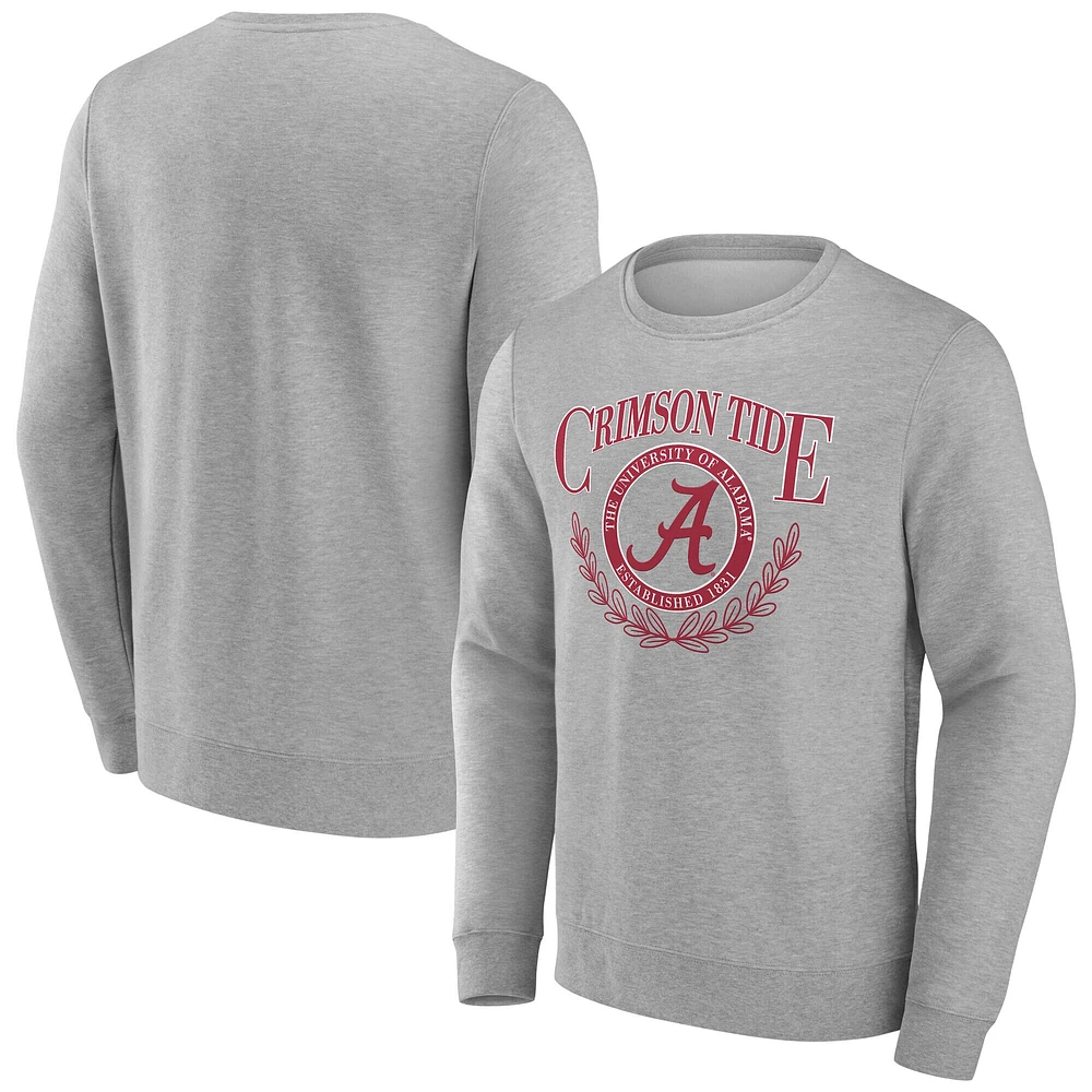 Sweat-shirt en polaire classique Laurel de la marque Fanatics pour homme, gris chiné, Alabama Crimson Tide