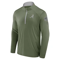 Men's Fanatics Olive Alabama Crimson Tide OHT Military Appreciation Defender Quarter-Zip Jacket