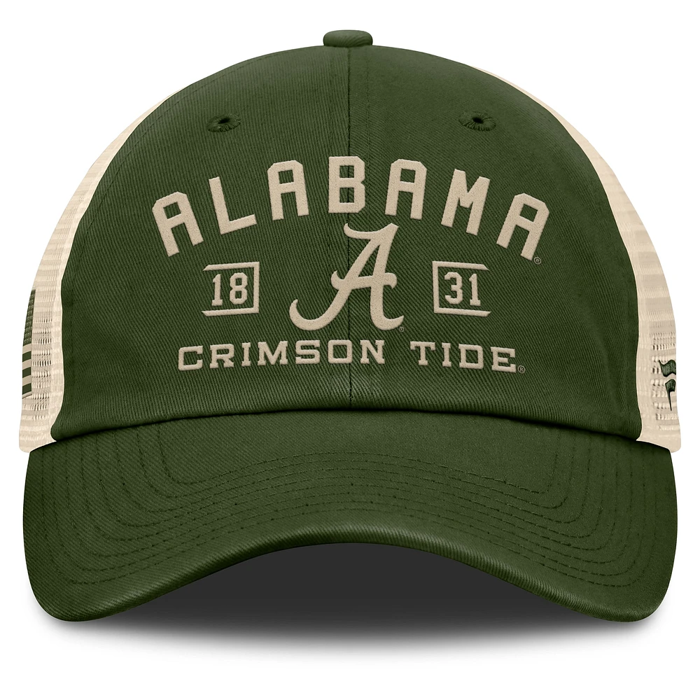 Men's Fanatics Olive Alabama Crimson Tide OHT Military Appreciation Frontier Trucker Adjustable Hat
