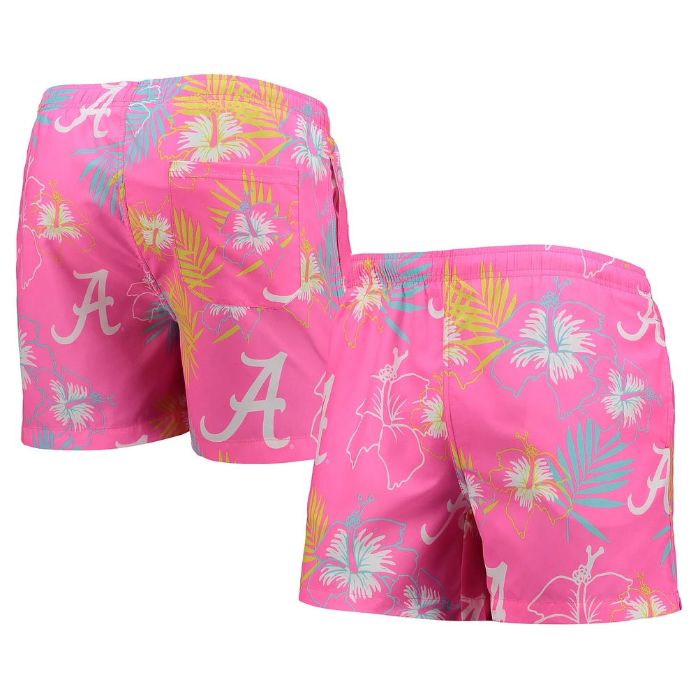 Maillot de bain FOCO Pink Alabama Crimson Tide Neon Floral pour hommes