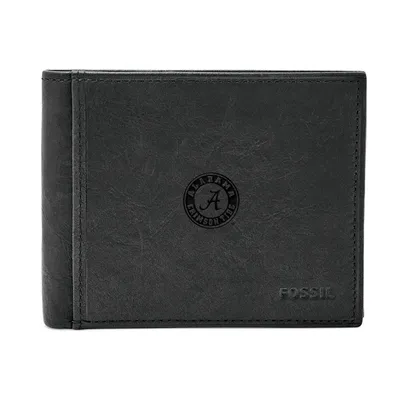 Alabama Crimson Tide Fossil Ingram RFID Flip ID Bi-Fold Wallet - Black