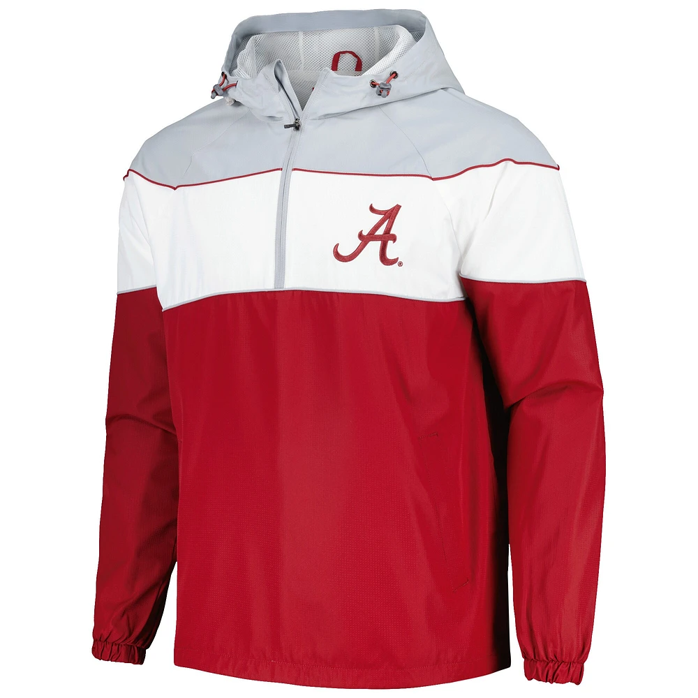 Veste à capuche raglan demi-zip G-III Sports by Carl Banks Crimson Alabama Tide Center Line pour hommes