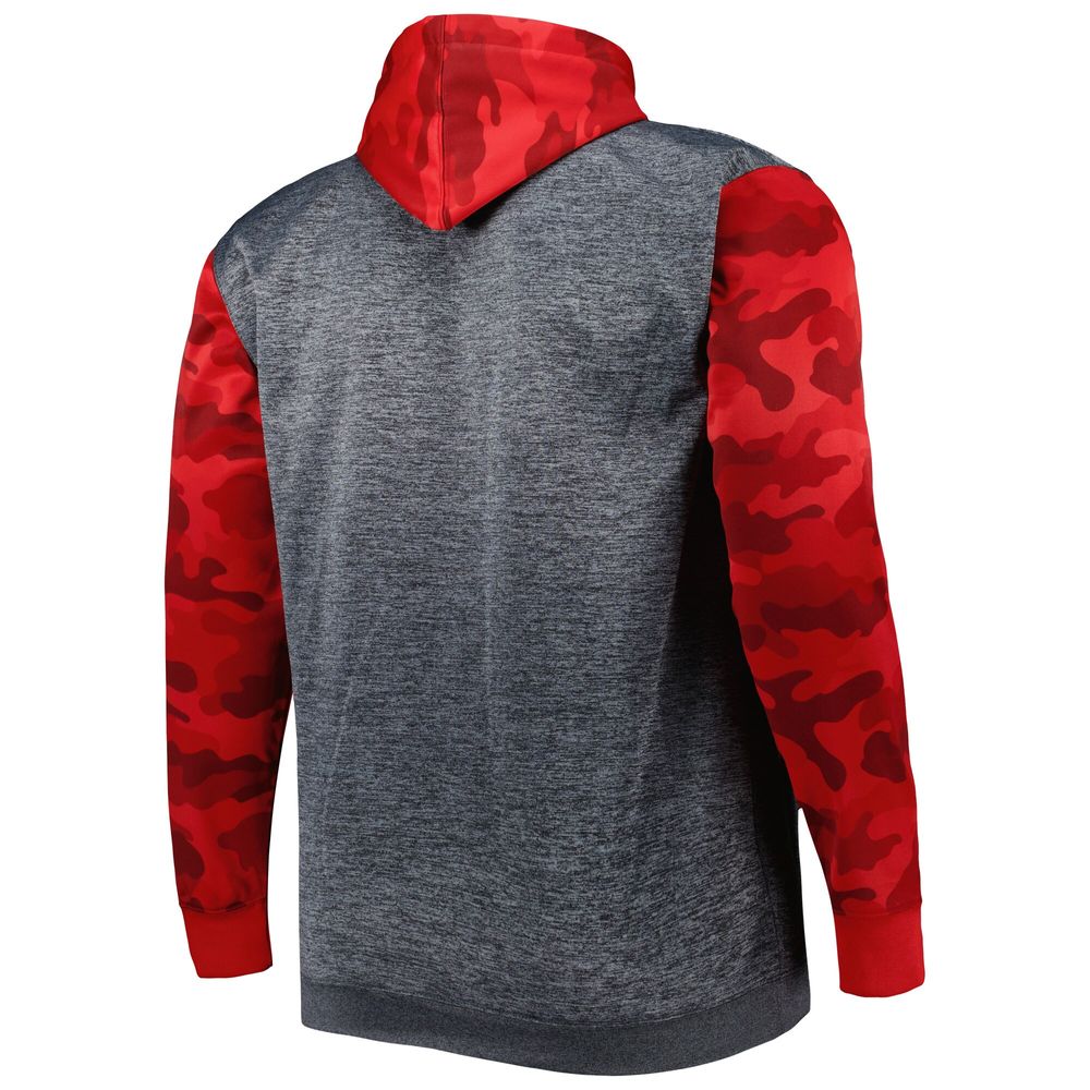 Men's Heather Charcoal Alabama Crimson Tide Big & Tall Raglan Fleece Pullover Hoodie