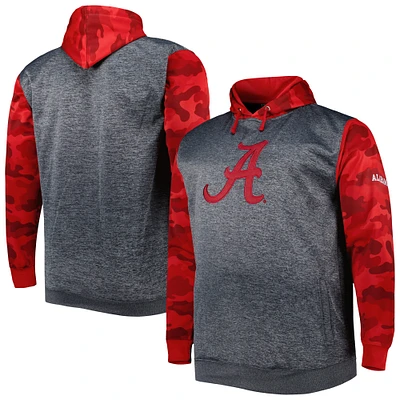 Sweat à capuche en polaire raglan Big & Tall Heather Charcoal Alabama Crimson Tide pour homme