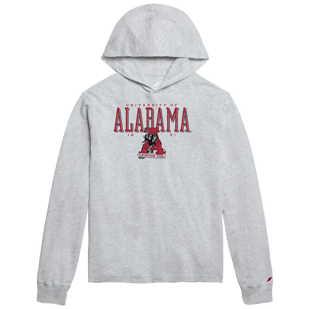 League Collegiate Wear pour hommes Ash Alabama Crimson Tide Team Stack Tumble T-shirt à capuche manches longues