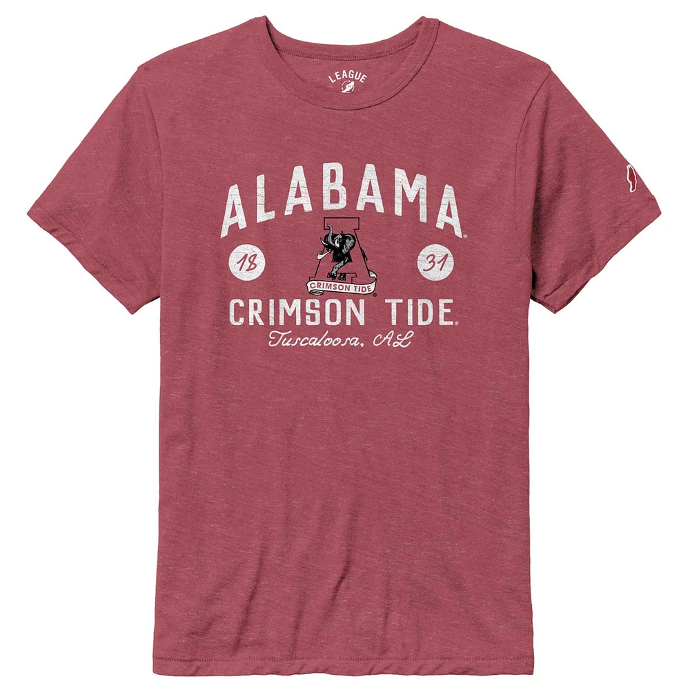 League Collegiate Wear pour hommes Crimson Alabama Tide Bendy Arch Victory Falls T-shirt triple mélange