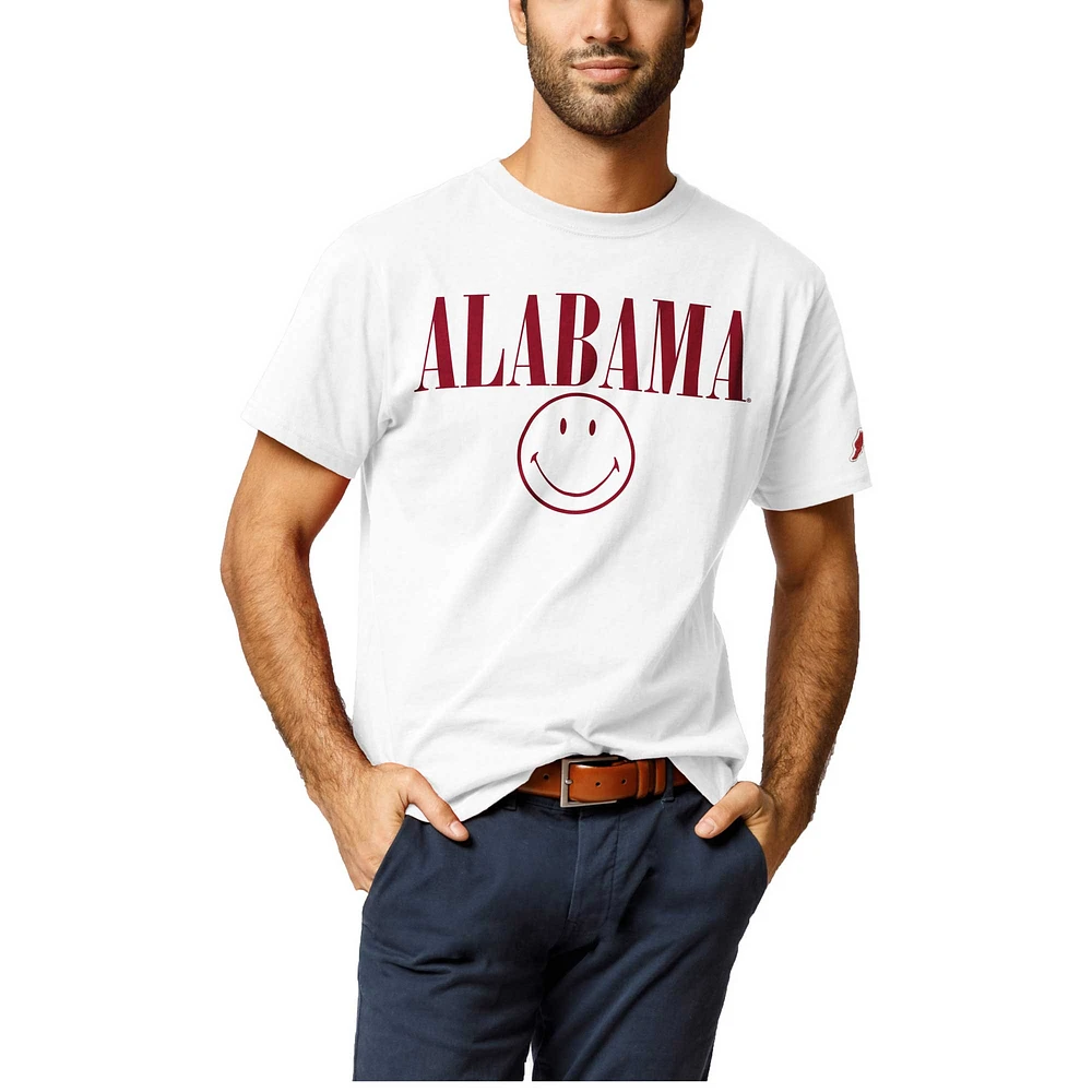 League Collegiate Wear pour hommes T-shirt blanc Alabama Crimson Tide Smiley All American