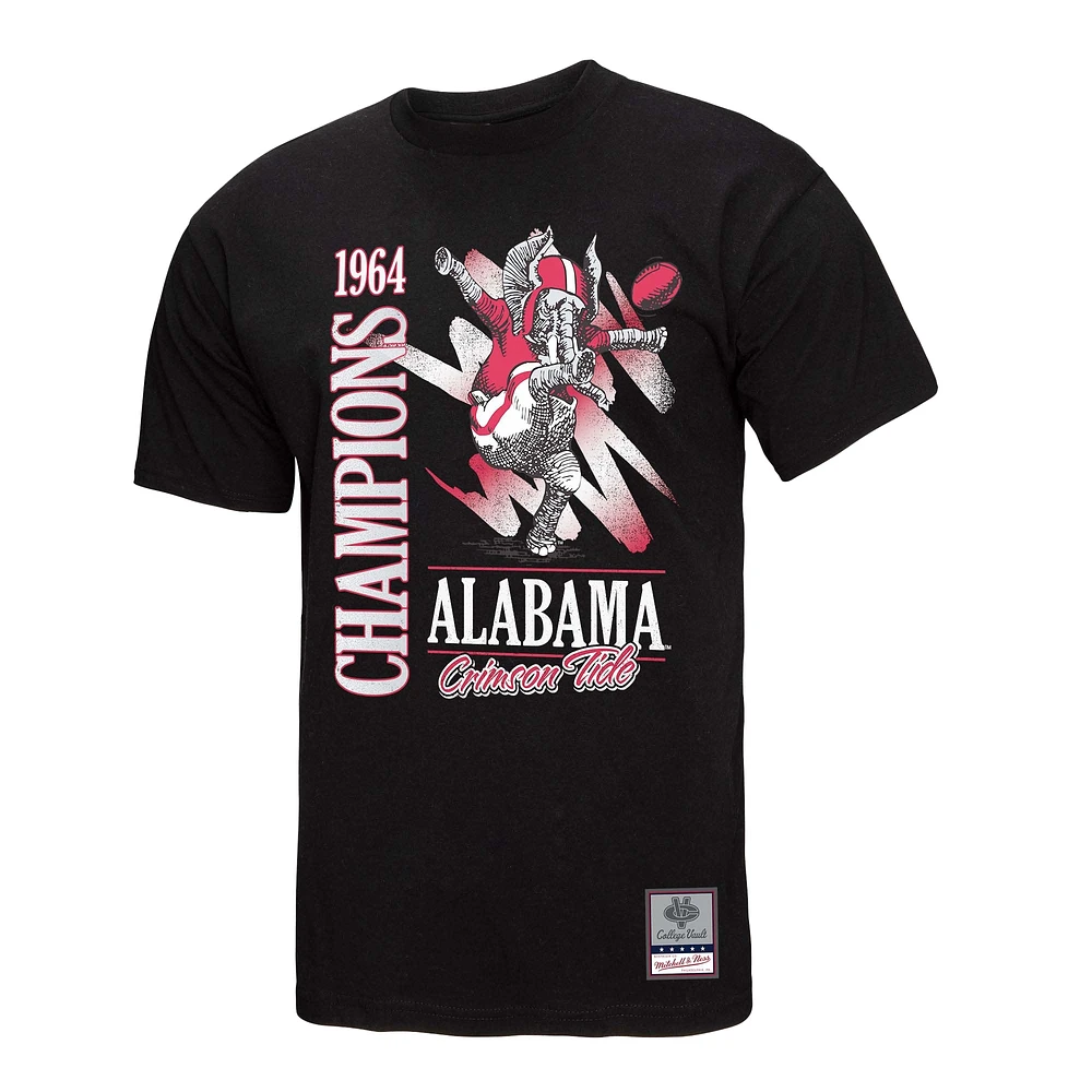 Men's Mitchell & Ness  Black Alabama Crimson Tide Retro Brush Mineral Wash T-Shirt