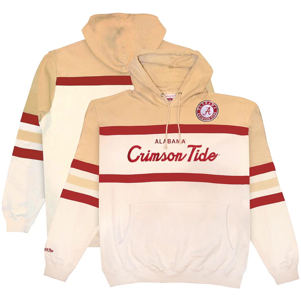 Sweat à capuche Mitchell & Ness pour homme, couleur crème, Alabama Crimson Tide, entraîneur-chef, taille grande et