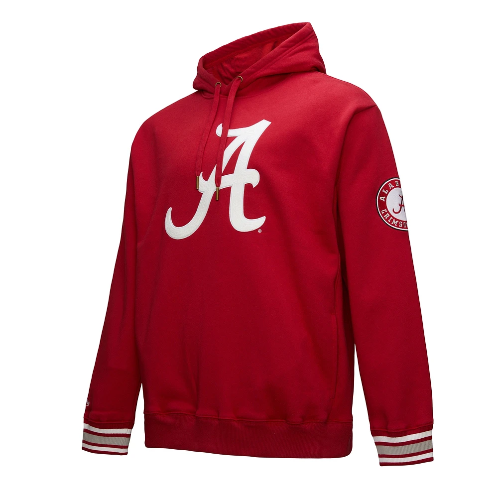 Men's Mitchell & Ness Crimson Alabama Tide Chainstich Fleece Pullover Hoodie