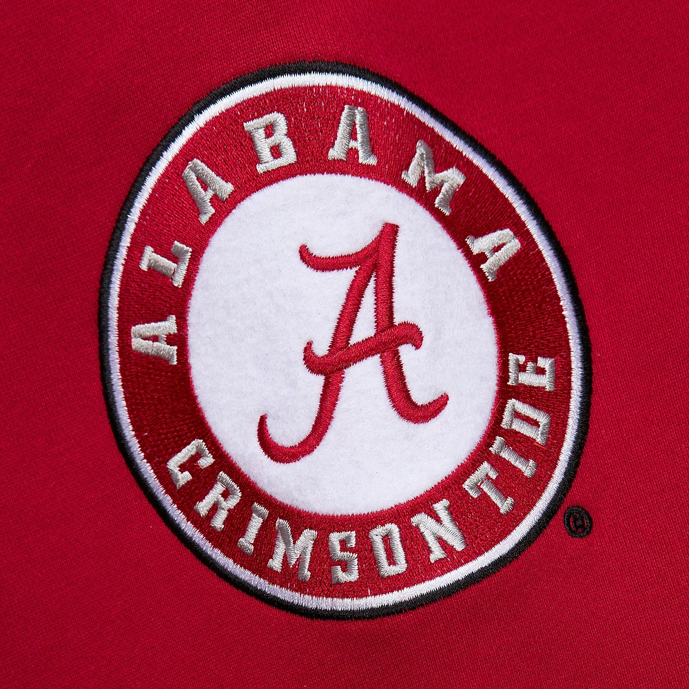 Men's Mitchell & Ness Crimson Alabama Tide Chainstich Fleece Pullover Hoodie