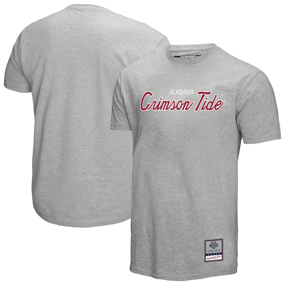 T-shirt gris Mitchell & Ness pour homme avec inscription Alabama Crimson Tide Elite